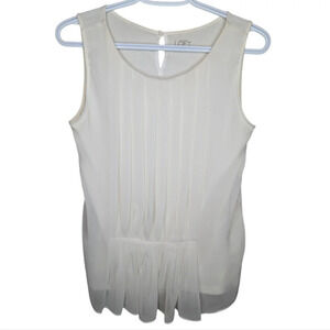 Ann Taylor Loft Ivory Cream Pleated Sleeveless Tank Top Blouse Small